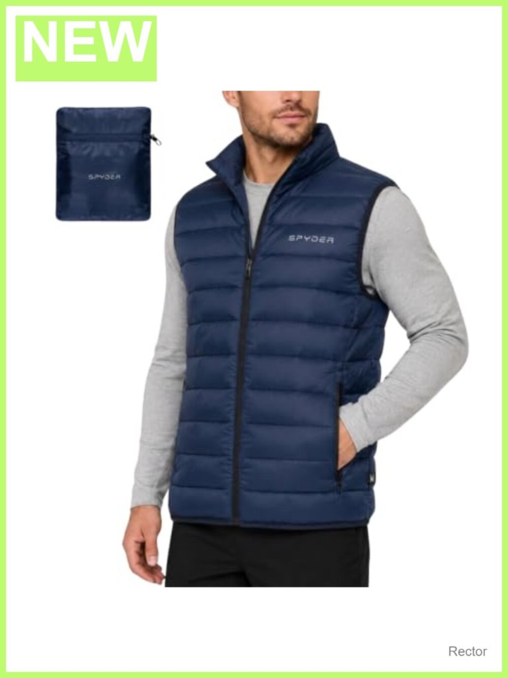 Men's Packable Lightweight Puffer Vest Nylon Zip Pockets Insulated